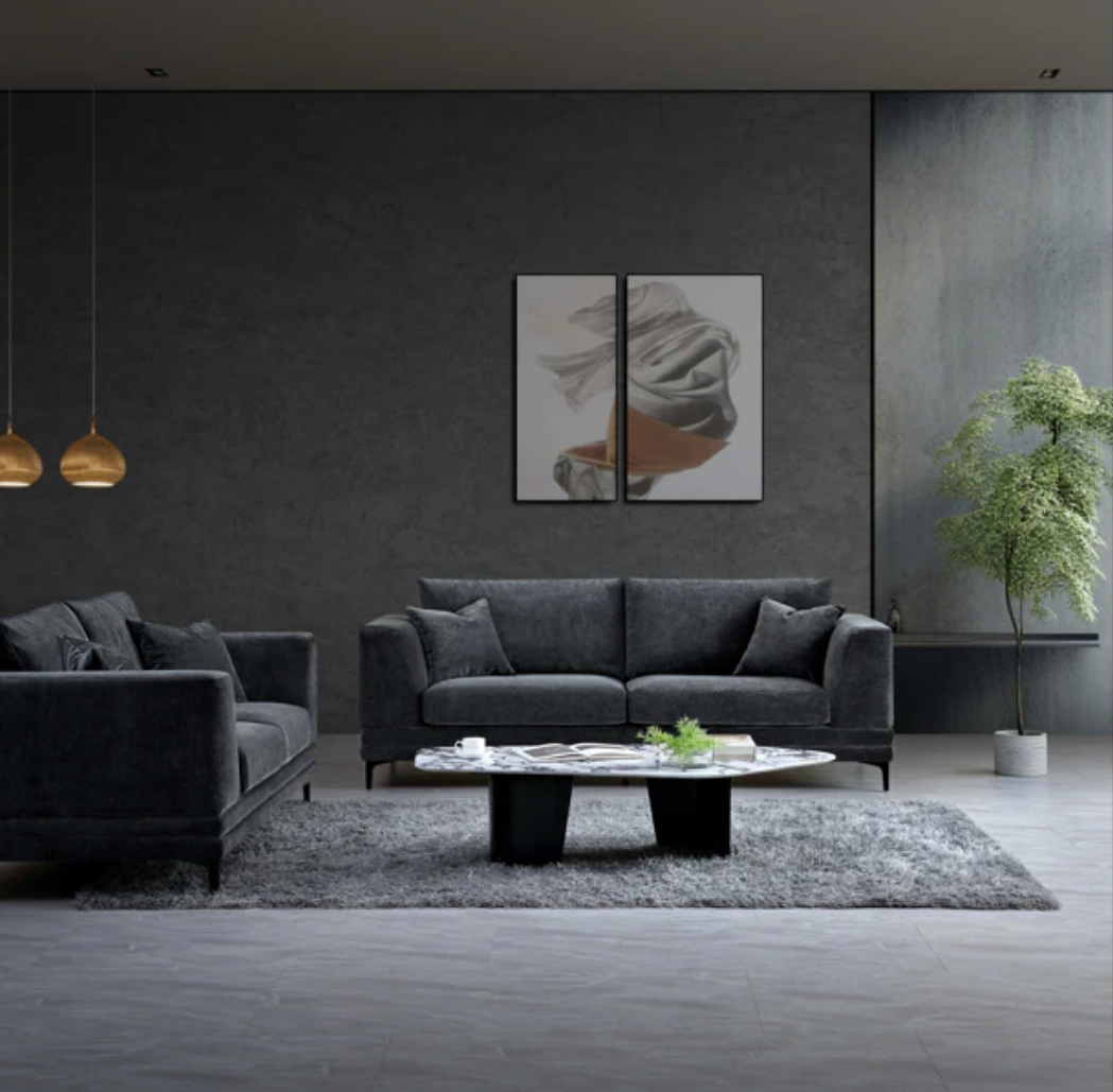 Aluxo Lenox Sofa Range in Steel Velvet