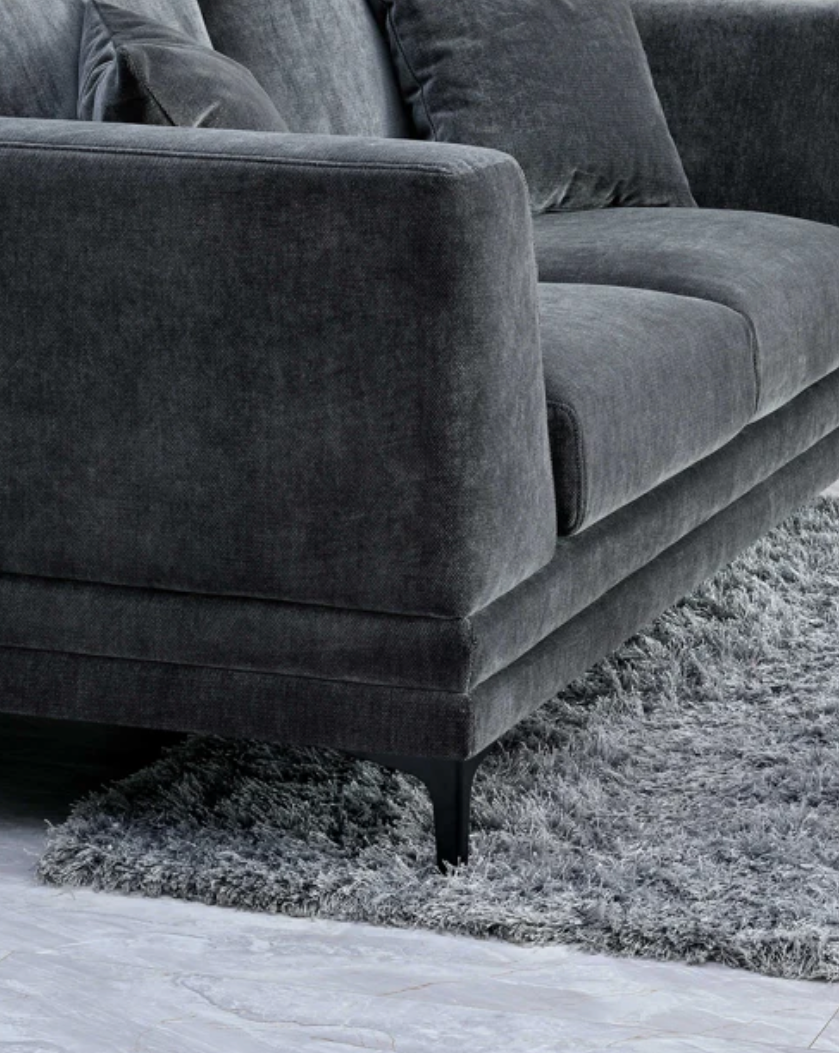 Aluxo Lenox Sofa Range in Steel Velvet