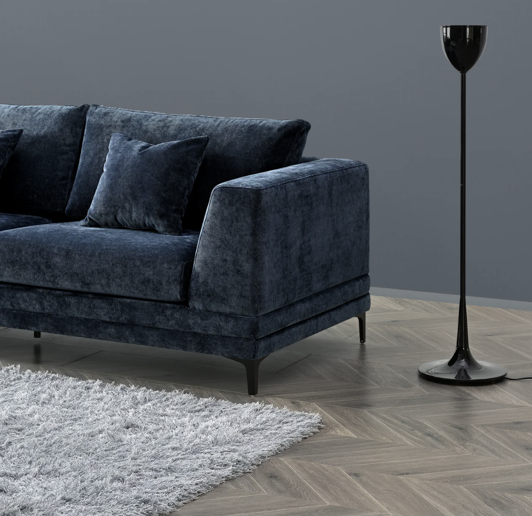 Aluxo Lenox Sofa Range in Aegean Blue Velvet
