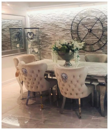 Cambridge dining table with Valentino chairs cream