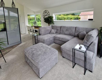 London boucle u shape sofa complete with footstool