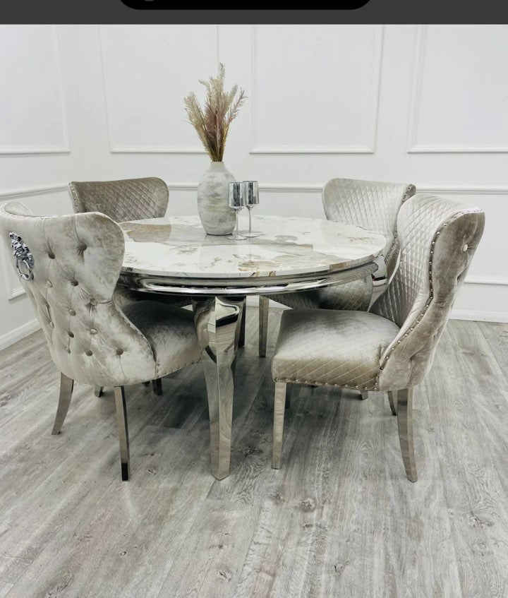 Oxford round dining table with Sintered marble top