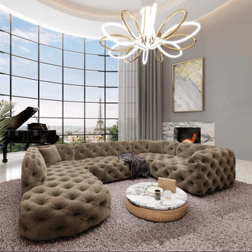 Curved chesterfield u shape sofa